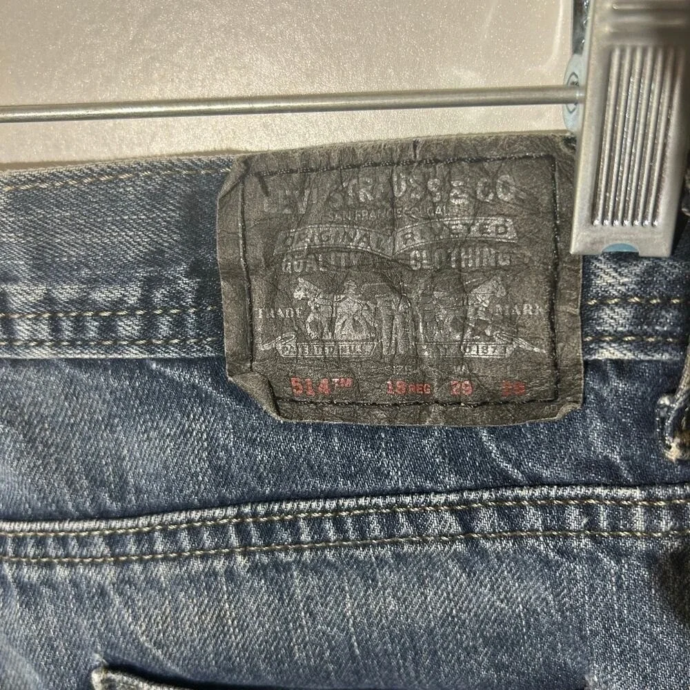 Levi's 514 Slim Straight Washed Dark Blue Jeans Men's Size 29x29‎
